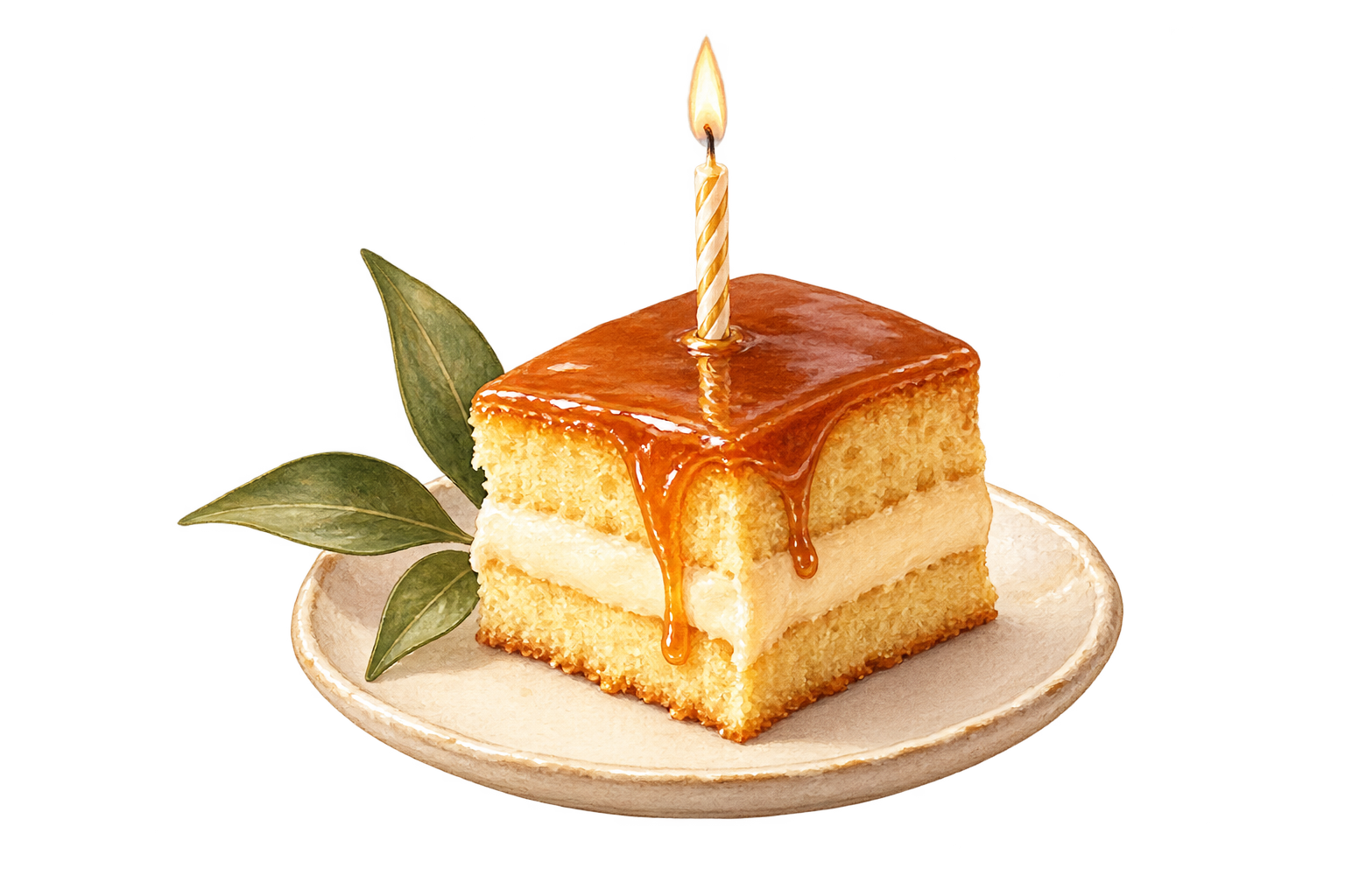 Porción de pastel de cumpleaños con vela